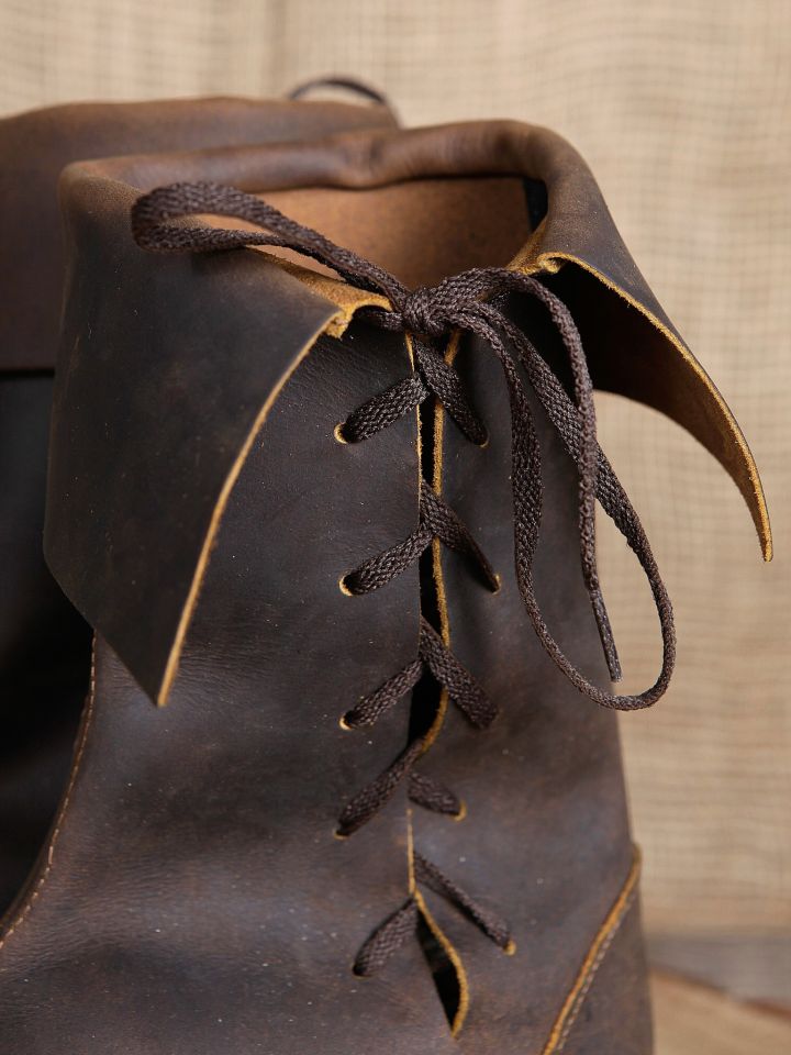 Bottines médiévales cavalières en cuir épais, en marron 48 3