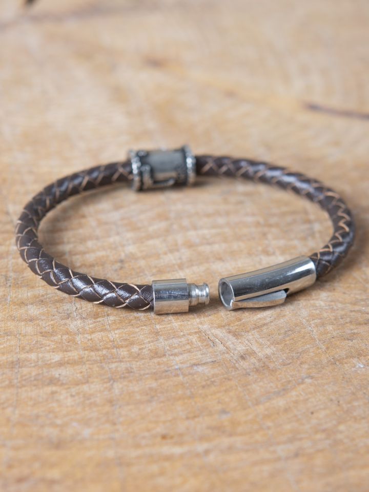 Bracelet en cuir marron avec perle Viking Grand 3