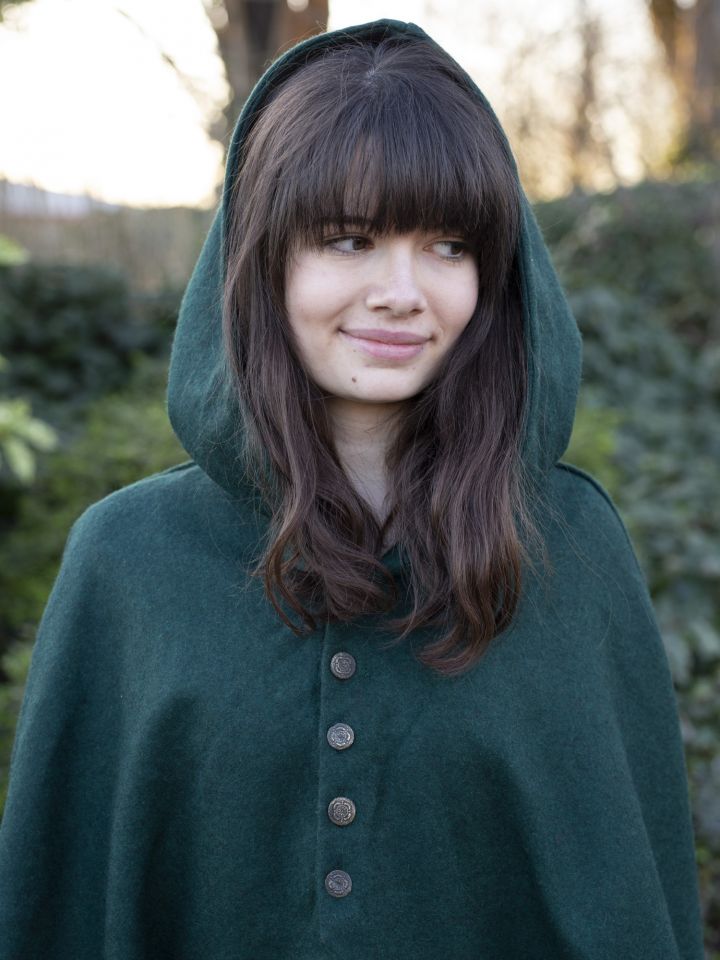 Cape avec boutons métalliques en vert 3