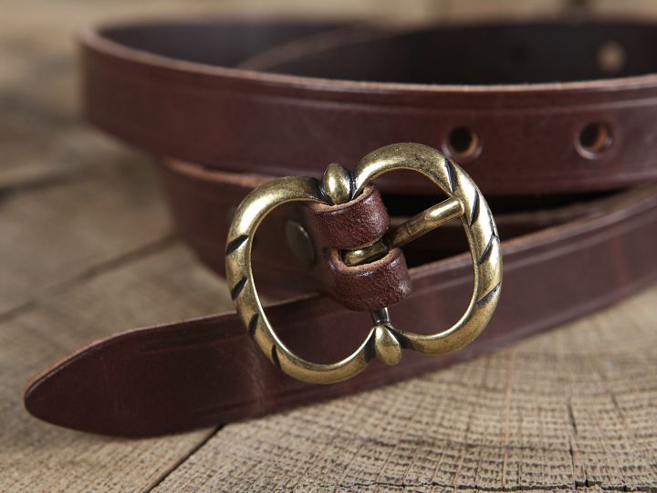 Longue ceinture médiévale à boucle double, marron 2