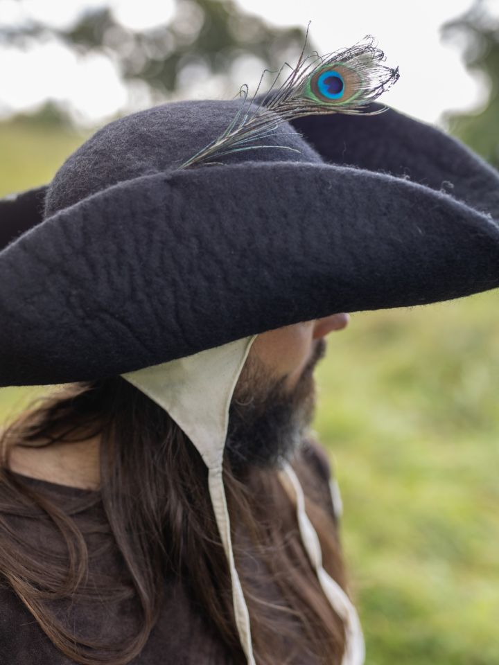 Chapeau tricorne ou bicorne en feutre en noir 3
