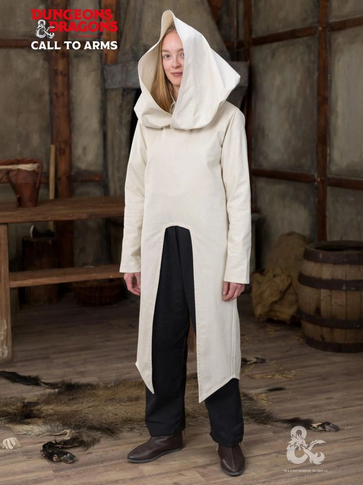 Manteau D&D Paladin à grande capuche en écru 3