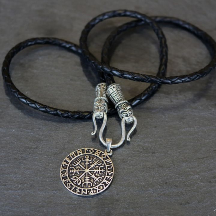 Collier viking en cuir "Mandermark" noir 3