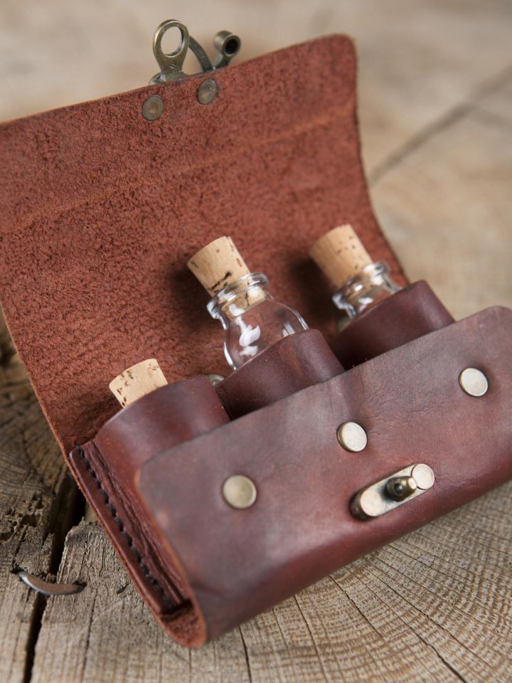 Sacoche 3 fioles de potions, marron 3
