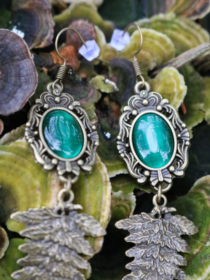 Boucles d'oreilles fougère, en vert 3