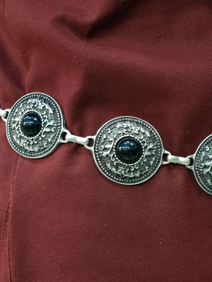 Ceinture chaîne avec pierres noires vieil argent 3