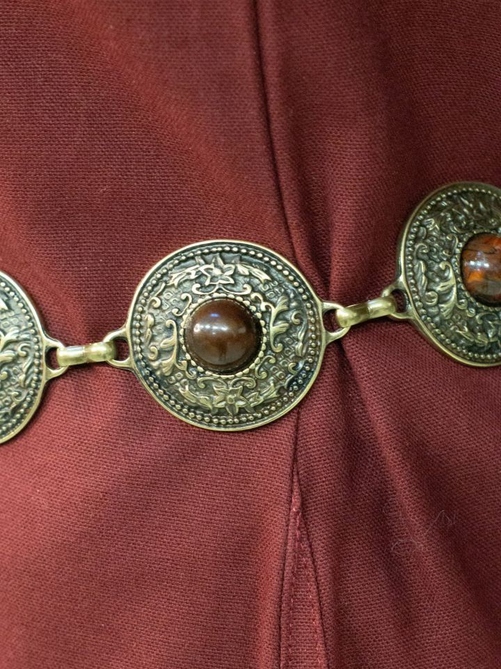 Ceinture en chaîne avec ornements et pierre brune laiton ancien 3