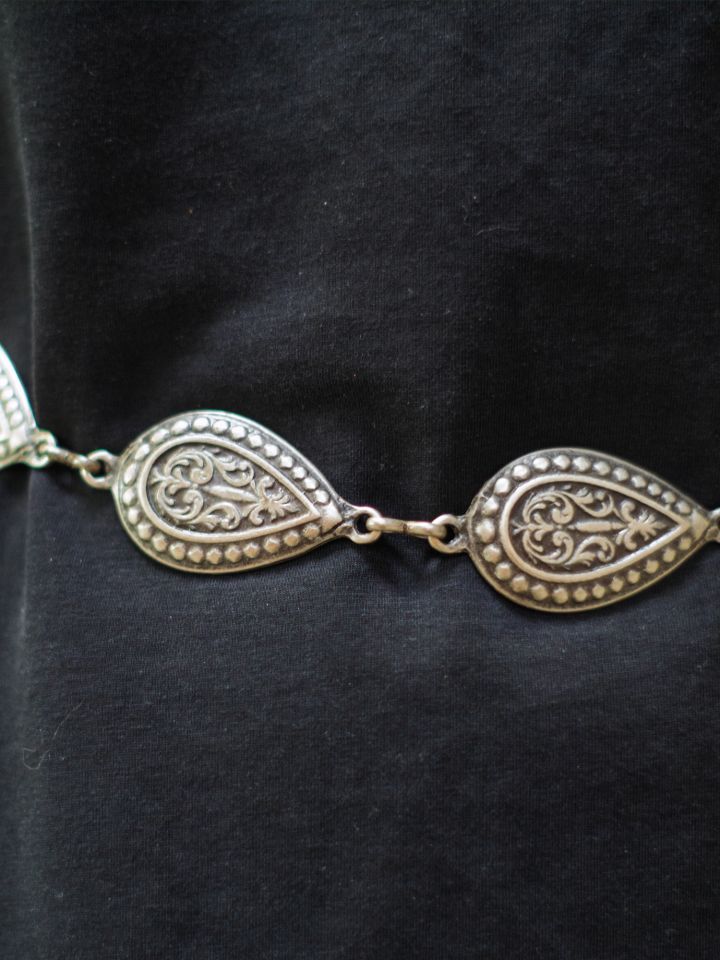 Ceinture en chaîne avec motif de gouttes vieil argent 3