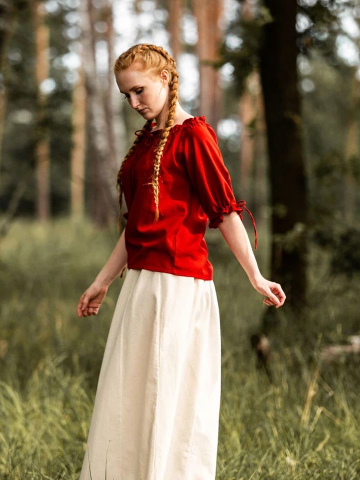 Blouse d'été en coton rouge XL 3