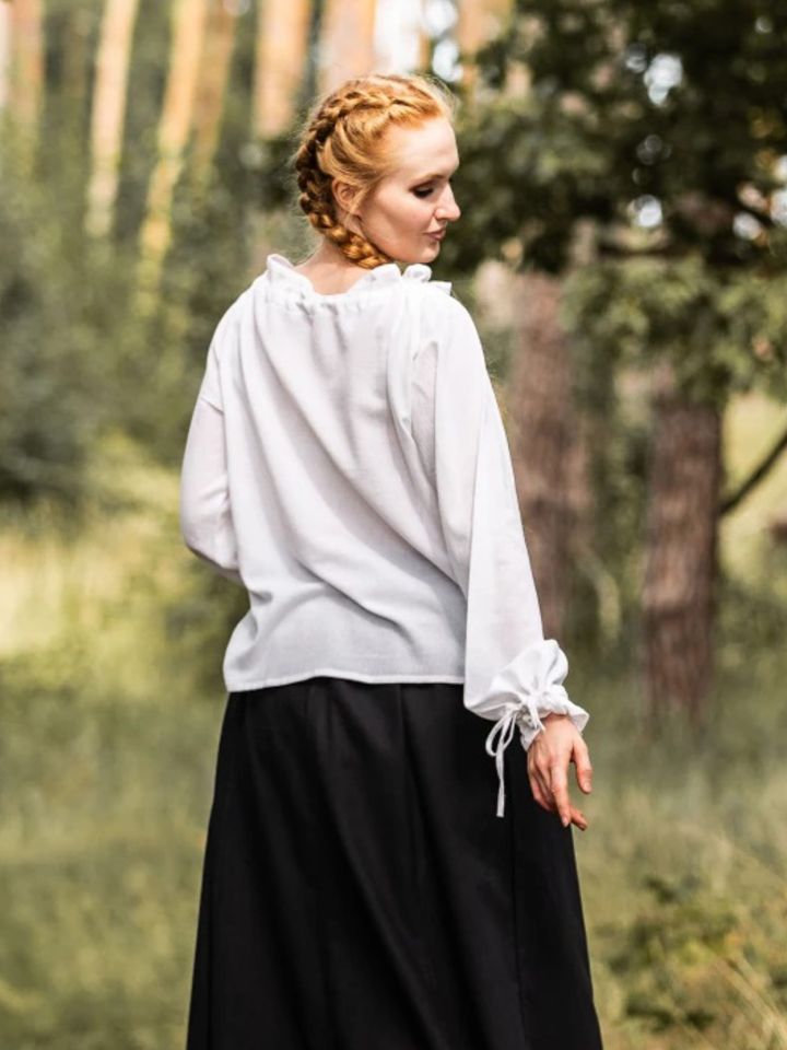 Blouse avec cordon de laçage, en blanc M 3