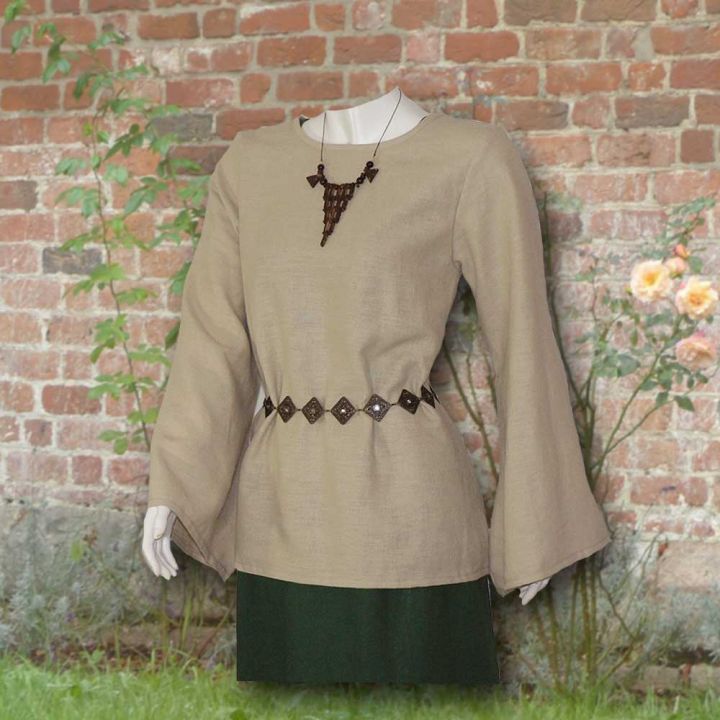 Ensemble robe médiévale verte et blouse Othilie 3