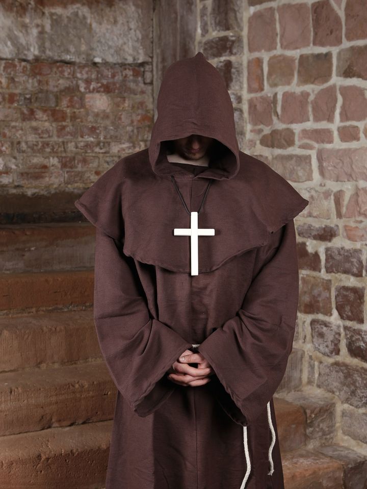 Habit de moine marron avec capuchon amovible 2
