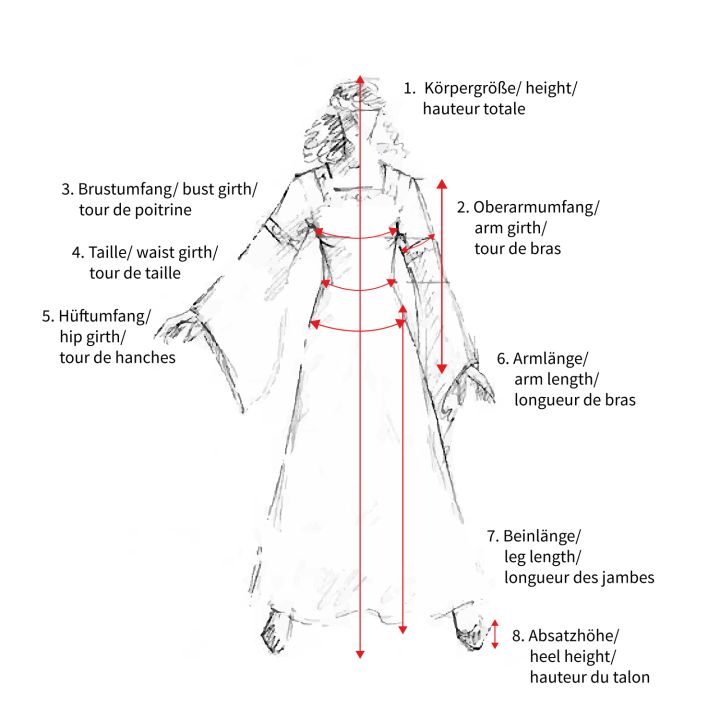 Robe médiévale Johanna à capuche en rouge 3