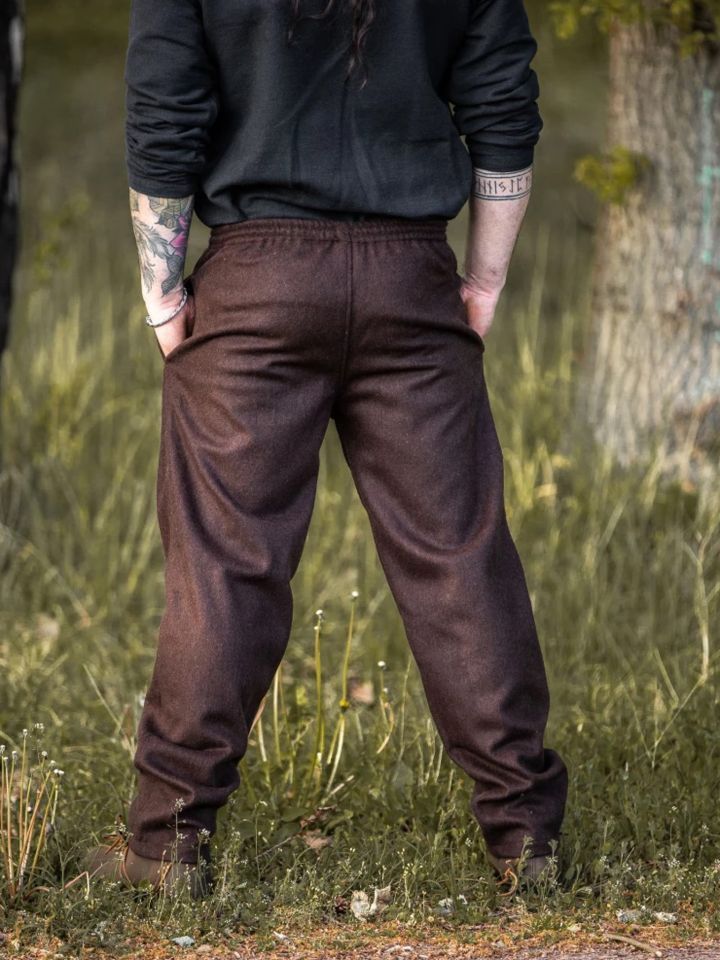 Pantalon médiéval en laine, marron 3