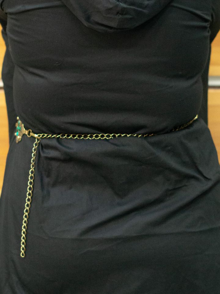 Ceinture en chaîne avec pierres vertes laiton ancien 3