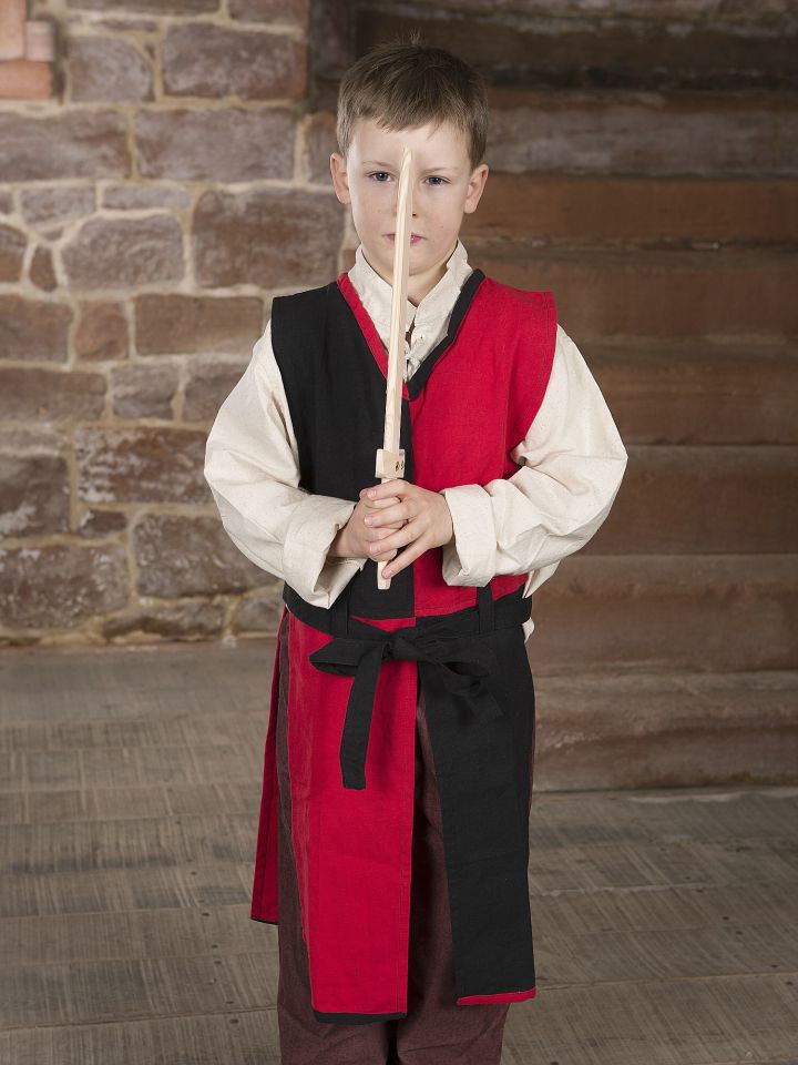 Tabard Norman pour enfant, rouge et noir 3