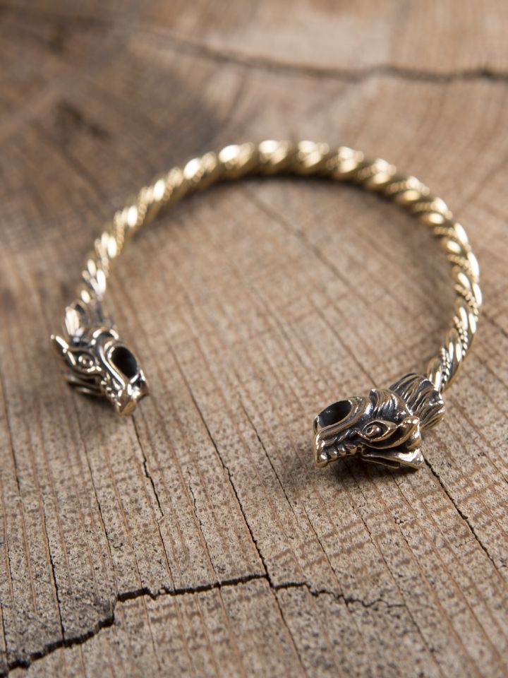 Bracelet en bronze viking à tête de dragon 3