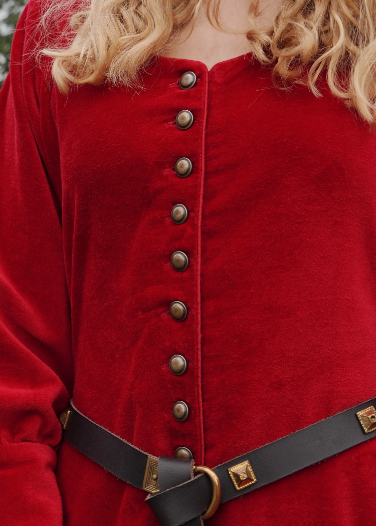 Gothique Moyen âge veste gilet dorés velours coton rouge noir vert s m l xl 