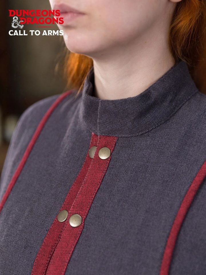 Manteau de maître sorcier gris et rouge 4