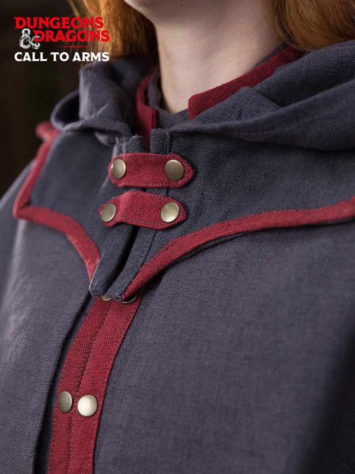 Capuche de démoniste avec col gris-rouge 4