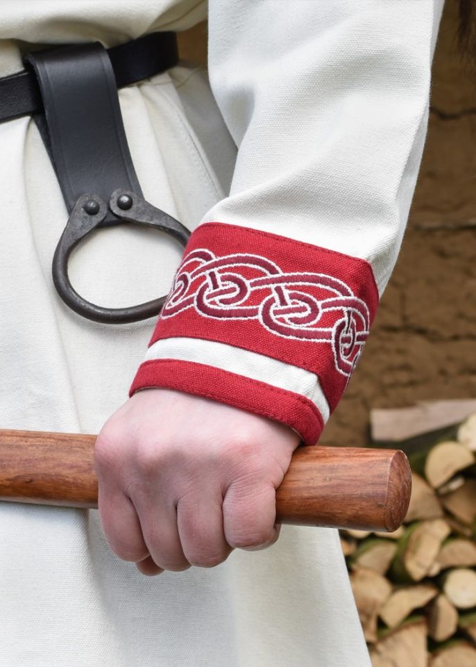 Tunique Viking avec broderies, en écru/rouge 4