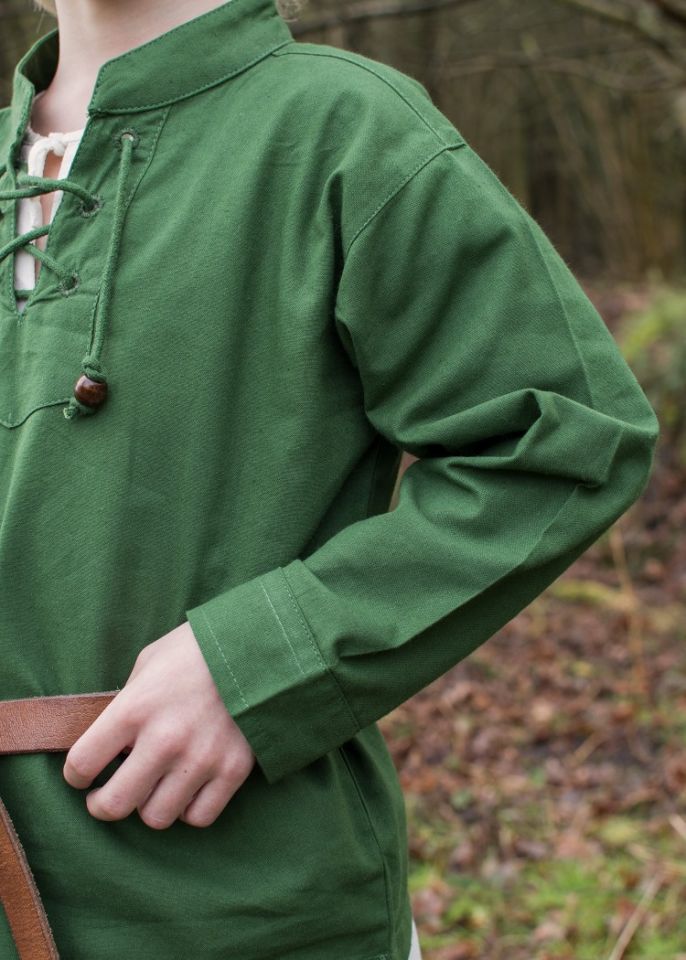 Chemise médiévale pour enfant, en vert 146 4