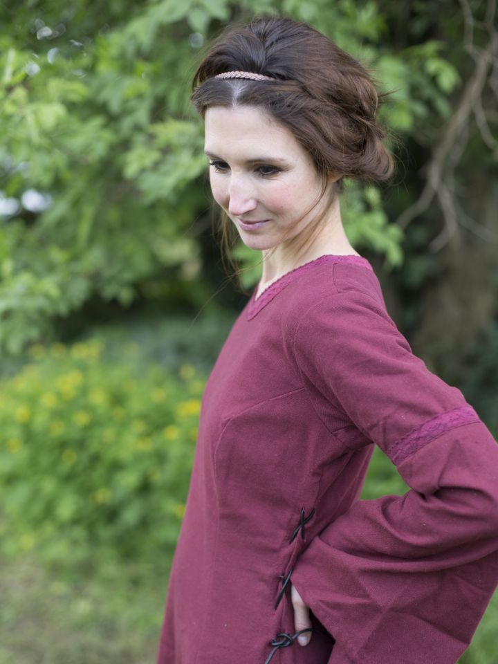 Robe médiévale manches trompette, en rouge/bordeaux XXL 4