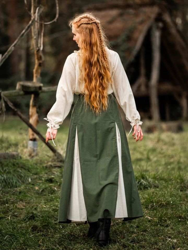 Jupe médiévale bicolore vert - écrue L/XL 4