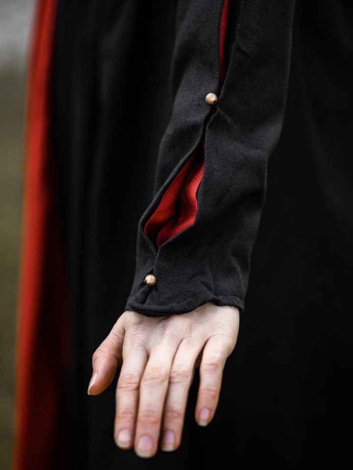 Robe médiévale en coton noire et rouge XXL 4
