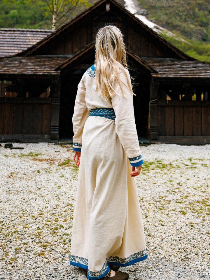 Robe viking Lagertha, bleue et écrue M 4