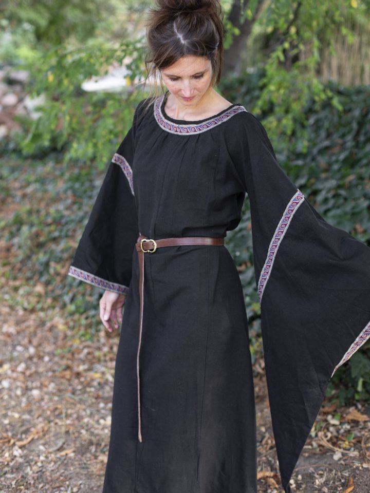 Robe Médiévale à galons, en noir S 4