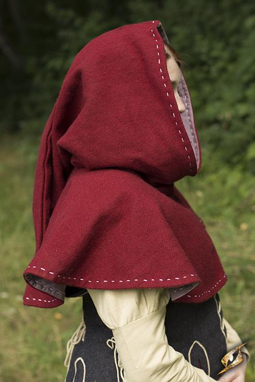 Capuchon en laine rouge avec surpiqures S/M 4