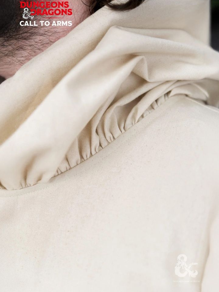 Manteau D&D Paladin à grande capuche en écru 4