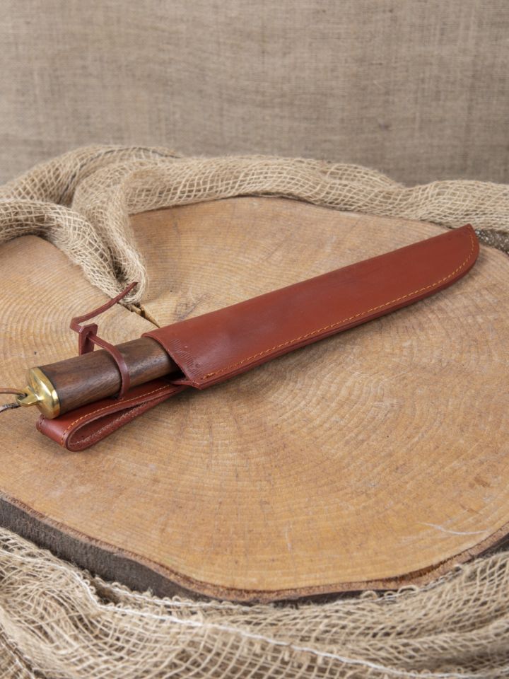 Couteau médiéval avec manche en bois fourreau en cuir inclus 4