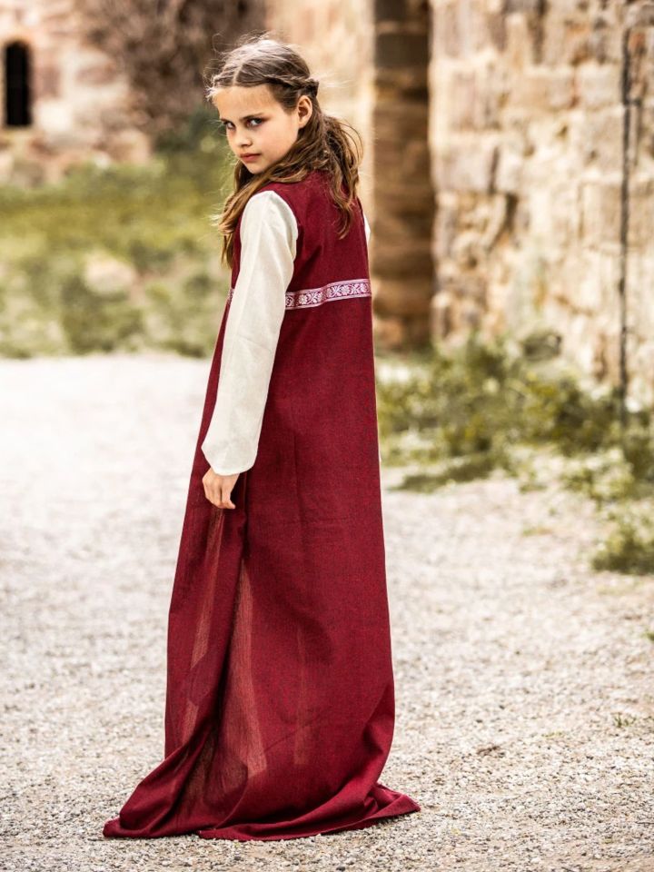 Robe médiévale "Piccolina" en rouge et écru 116 4