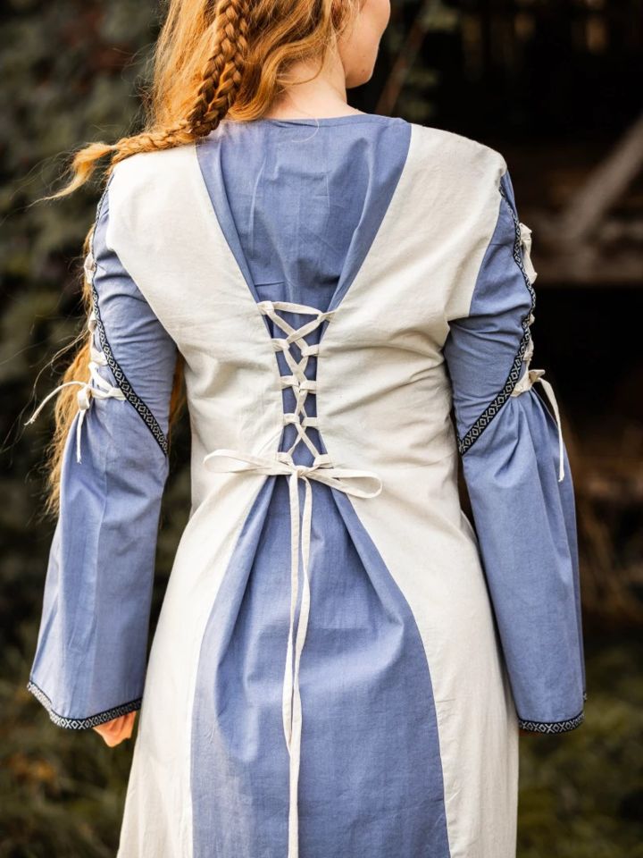 Robe médiévale Amalia écrue/bleu pigeon S 4