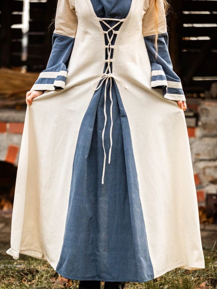 Robe médiévale Dorothea écrue/bleue S 4