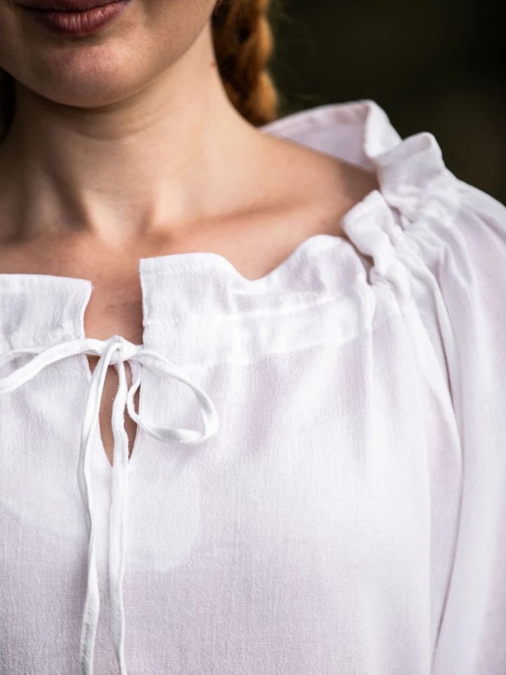 Blouse avec cordon de laçage, en blanc M 4