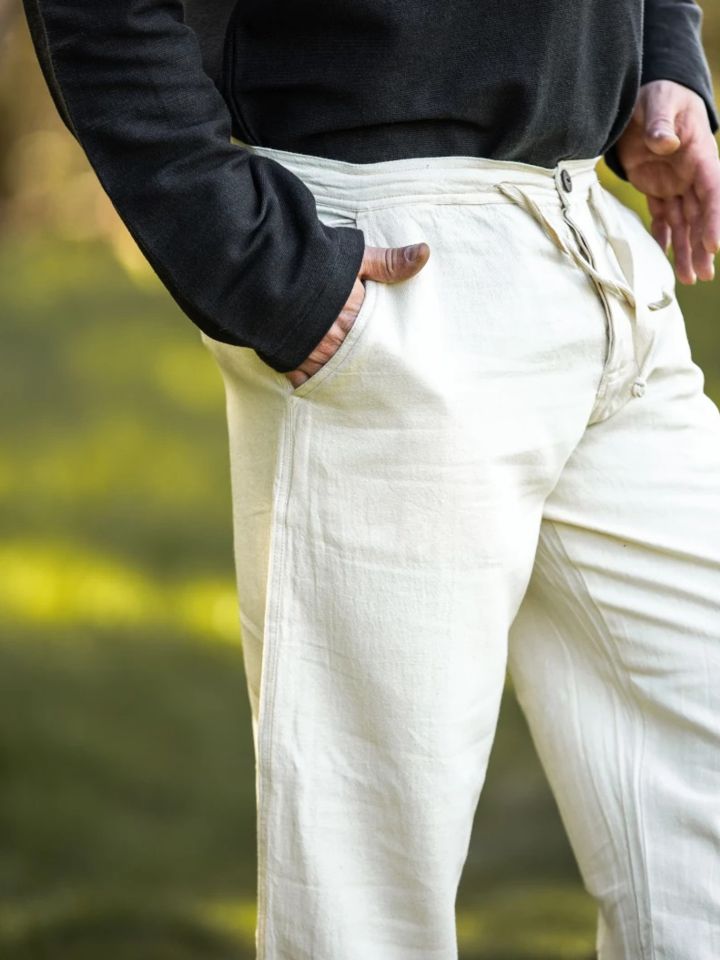 Pantalon à laçage en coton, blanc S 4