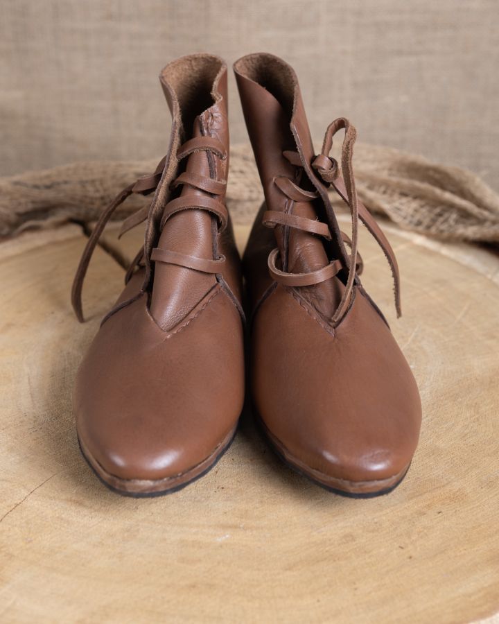 Chaussures médiévales, semelles en caoutchouc, en marron foncé 4