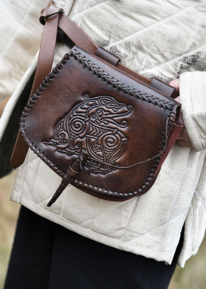 Sac de ceinture marron avec dragon en relief 5