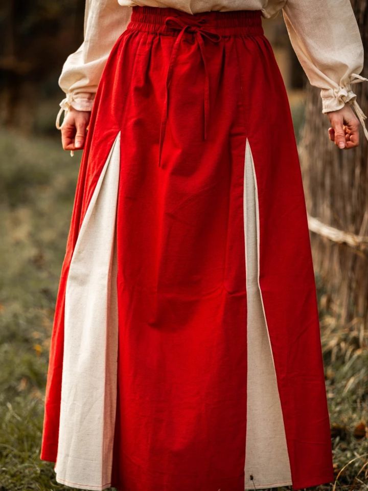 Jupé médiévale bicolore rouge- écrue 5