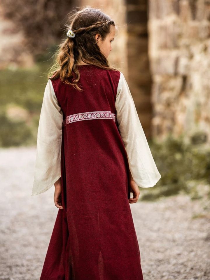 Robe médiévale "Piccolina" en rouge et écru 116 5