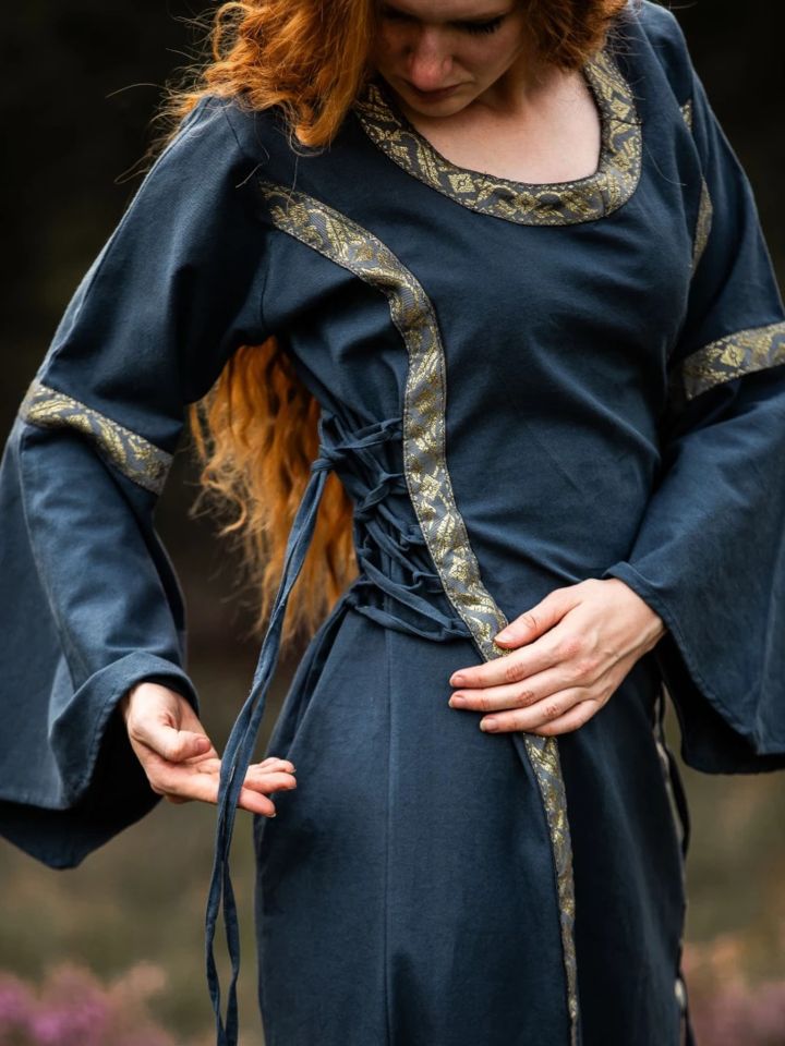 Robe médiévale bleue, lacée sur les côtés XL | bleu 5