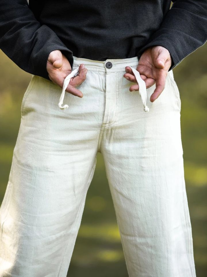 Pantalon à laçage en coton, blanc S 5