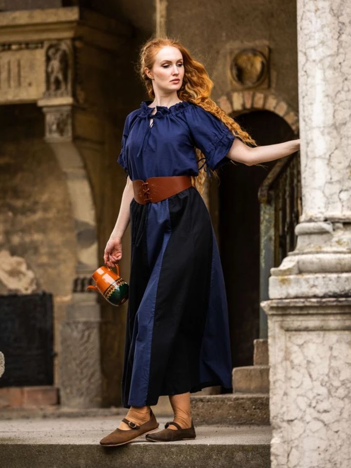Jupe Médiévale bicolore noire et bleue 5