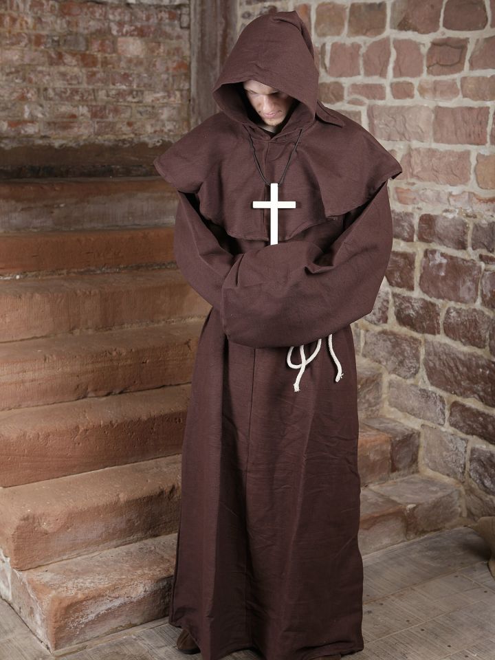 Habit de moine marron avec capuchon amovible 3