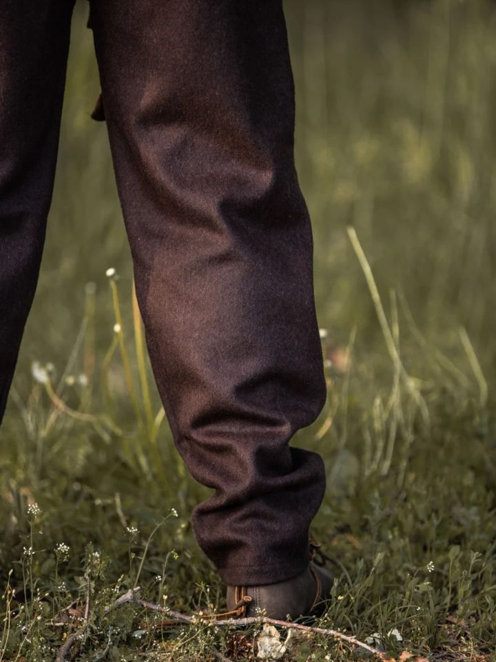 Pantalon médiéval en laine, marron 5