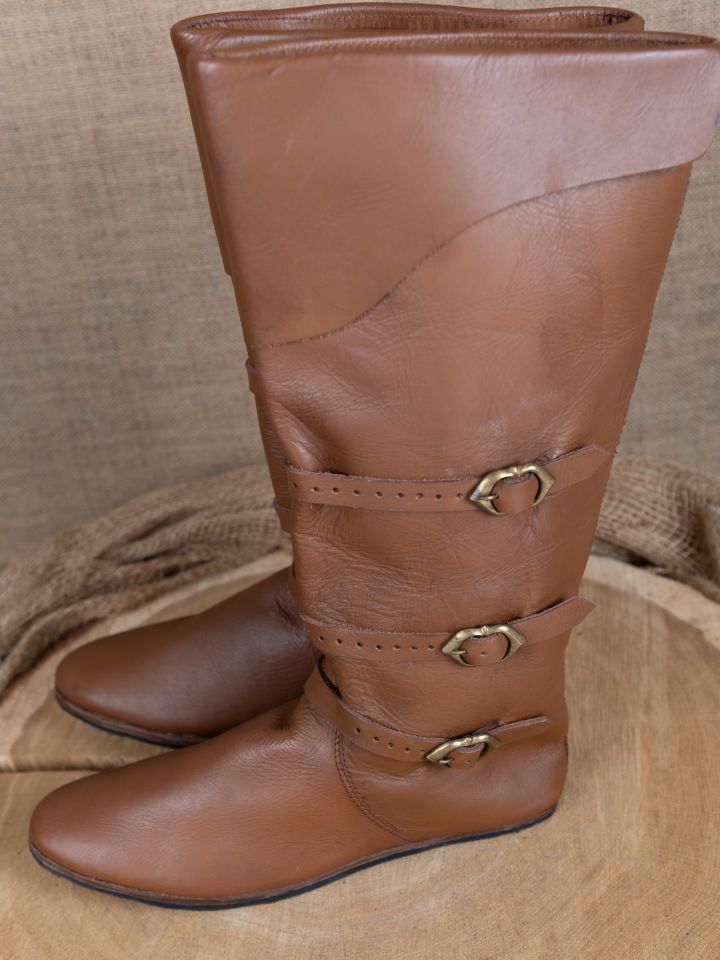 Bottes médiévales marron avec semelle en caoutchouc 5