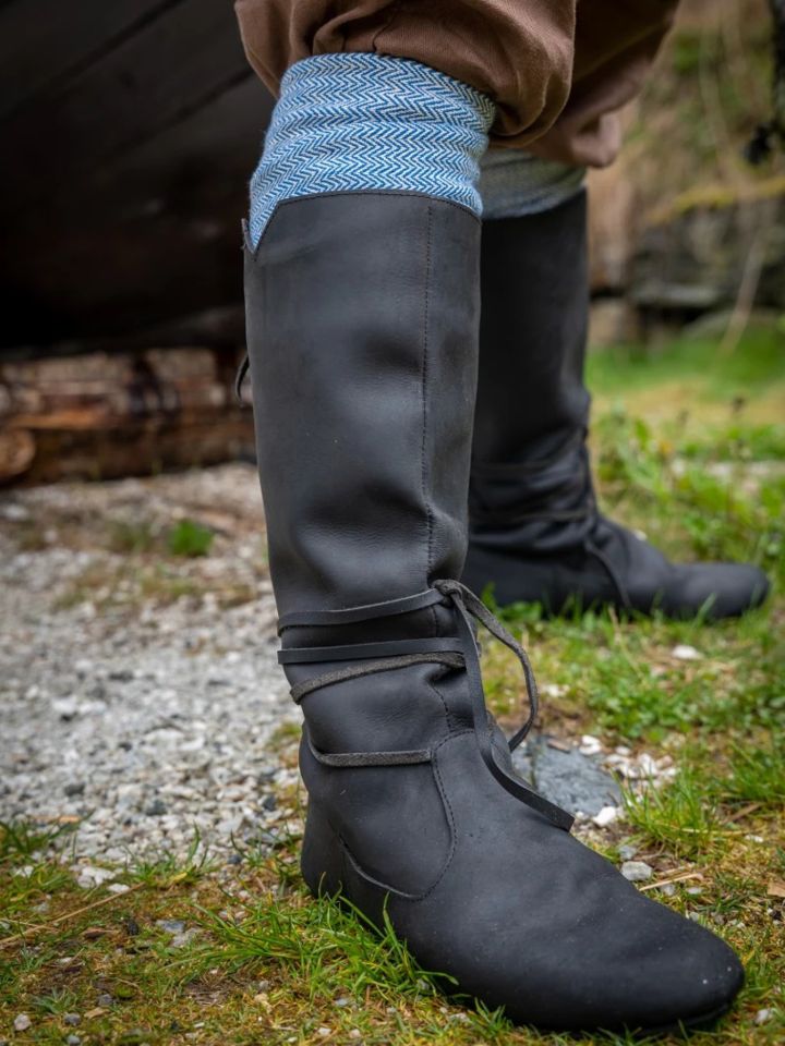 Bottes Viking Ole en nubuck noir La boutique medievale